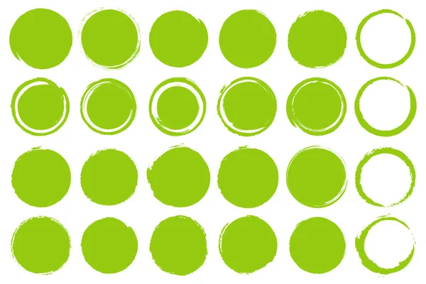Ensemble Formes Cercles Grunge Verts Sur Fond Blanc — Image vectorielle