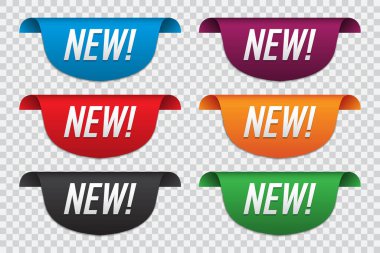 Yeni etiket seti. Gölgeli farklı renklerde promosyon etiketleri