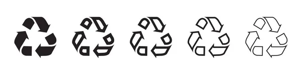 Reciclar Iconos Cinco Versiones Diferentes Diseño Plano — Archivo Imágenes Vectoriales