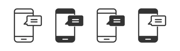 Εικονίδια Μήνυμα Smartphone Τέσσερις Διαφορετικές Εκδόσεις Ένα Επίπεδο Σχεδιασμό — Διανυσματικό Αρχείο