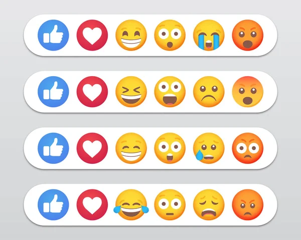 Set Emoji Emoticon Reactions Icons Vector Illustration — Stock Vector