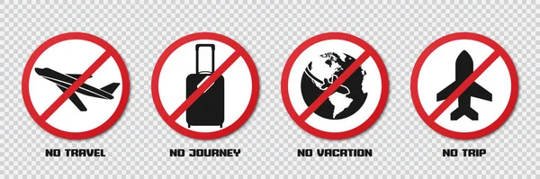 Signos Prohibición Durante Cuarentena Viajar Viaje Vacaciones Viaje — Vector de stock