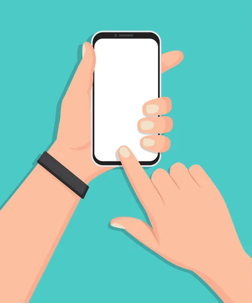 Hand Κρατώντας Smartphone Κενή Οθόνη Επίπεδη Σχεδίαση — Διανυσματικό Αρχείο