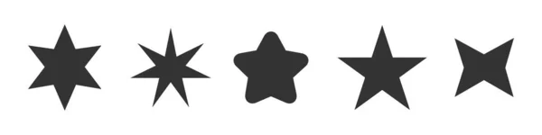 Conjunto Ícones Simples Estrela Preto — Vetor de Stock