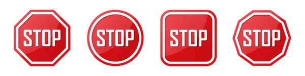 Conjunto Señal Stop Rojo Diferentes Formas — Vector de stock