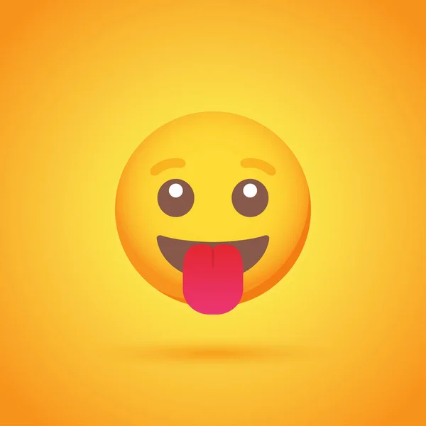 Lachen Mit Zunge Emoticon Lächeln Symbol Mit Schatten Für Social — Stockvektor