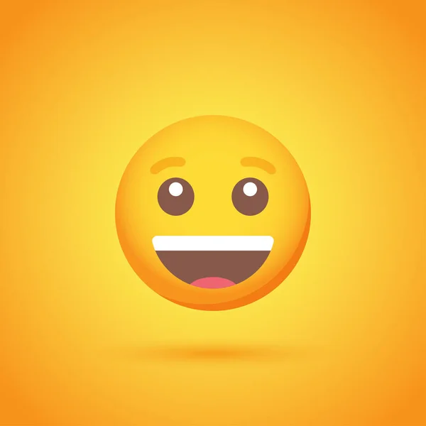 Happy Emoticon Glimlach Icoon Met Schaduw Voor Social Network Design — Stockvector