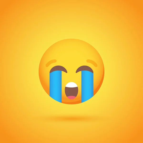 Płaczący Emotikon Uśmiech Ikona Cieniem Projektowania Sieci Społecznych — Wektor stockowy