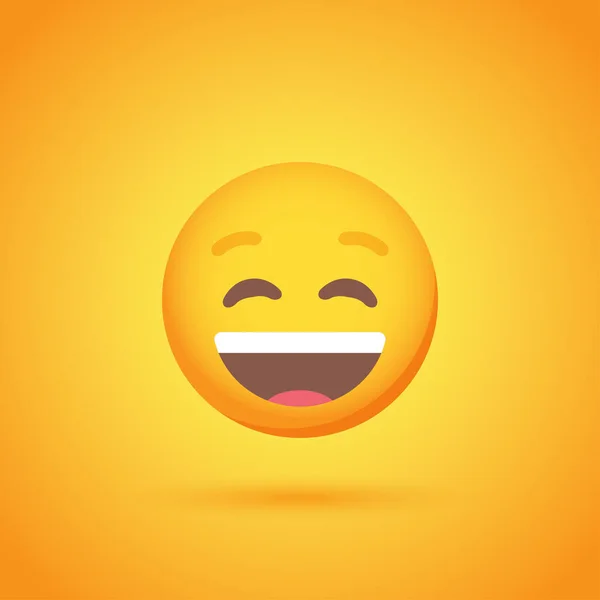 Lachen Emoticon Lächeln Symbol Mit Schatten Für Social Network Design — Stockvektor
