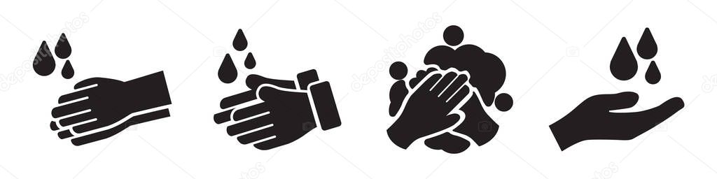 Washing hands vector icons collection in simple design