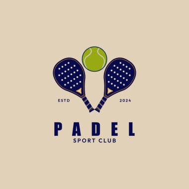 Padel spor logo simgesi, tenis topu logosu vektör illüstrasyon grafik şablonu