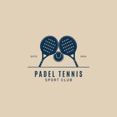 Padel tenis spor logosu, vektör Padel topu ikon oyun turnuvası illüstrasyon grafik şablonu tasarımı