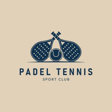 Padel spor logo grafik şablonu, Padel topu ikonu oyun illüstrasyon tasarımı