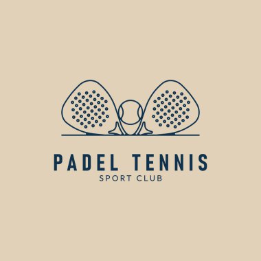 Padel tenis logosu sanat minimalisti, vektör simgesi çizim şablonu