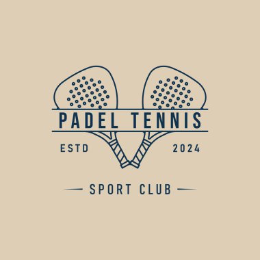 Padel tenis spor hattı sanat logosu, ikon sembolü vektör illüstrasyon grafiği