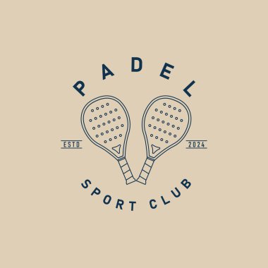 Padel hattı sanat logosu, tenis logosu vektör simgesi çizim grafiği