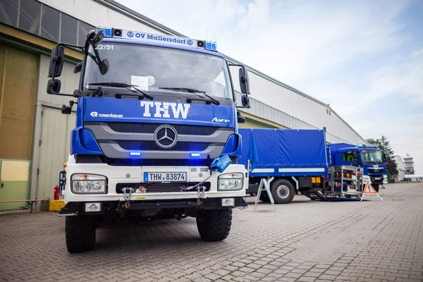 Feldkirchen Alemanha Junho 2018 Caminhão Técnico Alemão Serviço Emergência Está — Fotografia de Stock