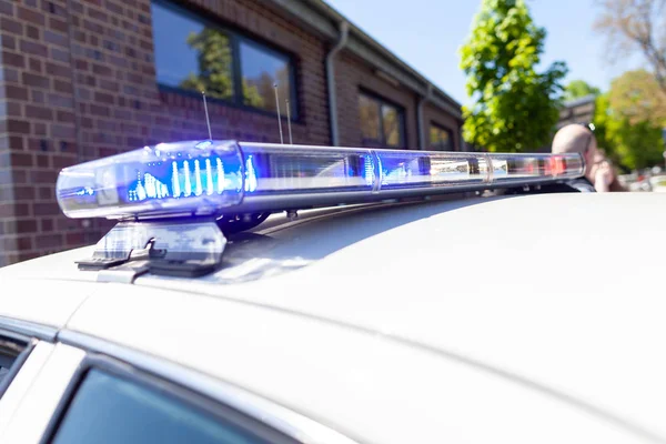 Emergency lights on an american police car