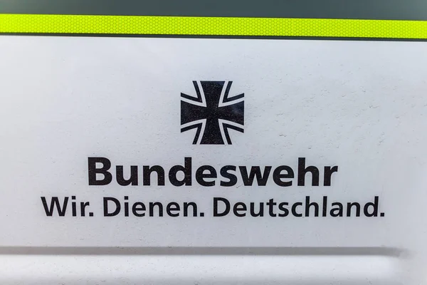 Feldkirchen Alemania Junio 2018 Emblema Del Bundeswehr Wir Dienen Deutschland — Foto de Stock