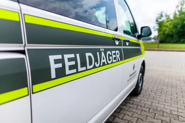 Feldjäger Schild Einem Militärfahrzeug Feldjager Heißt Deutsche Militärpolizei — Stockfoto