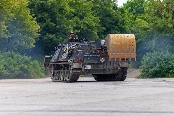 Feldkirchen Germania Giugno 2018 Dozer Tedesco Dachs Guida Una Strada — Foto Stock