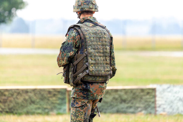 German soldier with a rifle on a training course