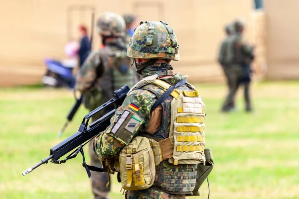 German soldier with a rifle on a training course