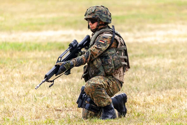 Feldkirchen Alemanha Junho 2018 Soldado Alemão Exercício Dia Aberto Bundeswehr — Fotografia de Stock