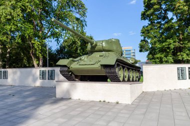 Burg bir kamu anıt yerde Sovyet tank / Almanya