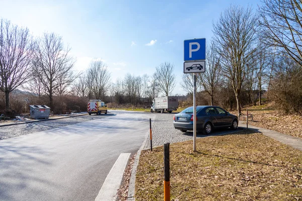Waidhausen Alemania Febrero 2018 Estacionamiento Con Coches Una Parada Descanso — Foto de Stock