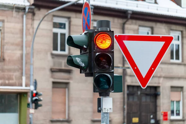 Cartello Stradale Tedesco Sulla Strada Norimberga Germania — Foto Stock