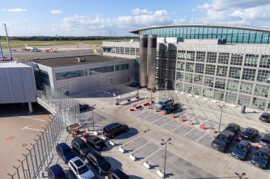 Hamburg / Almanya - 28 Eylül 2018: yatay görüntüle Alman Airport Hamburg