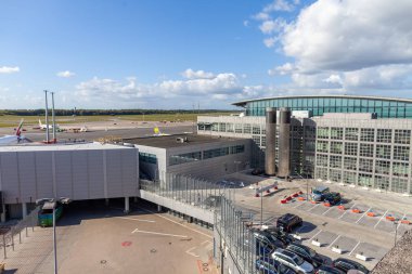 Hamburg / Almanya - 28 Eylül 2018: yatay görüntüle Alman Airport Hamburg