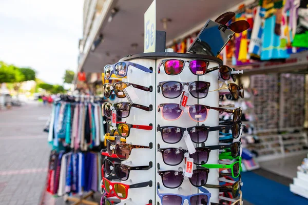Alanya Turkey September 2018 Sunglasses Ray Ban Hangs Stand Local — Stock Photo, Image