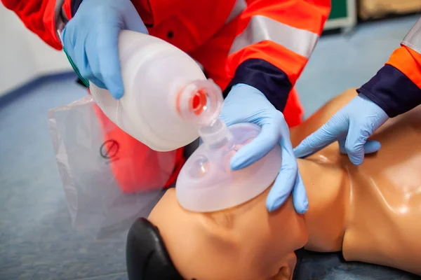 Rettungssanitäter Schult Notfall Grundlagen Einer Puppe — Stockfoto