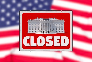 Amerikan bayrağı tabelada Beyaz Saray kapalı