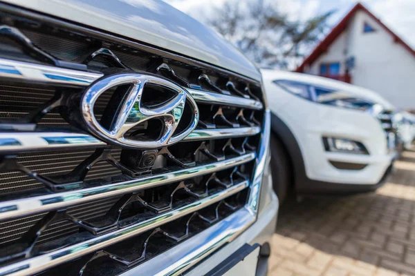 Нуремберг Германия Апреля 2019 Года Логотип Hyundai Автомобиле Hyundai Автодилера — стоковое фото