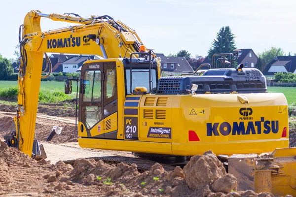 Hanover Germany June 2019 Komatsu Excavator Stands Construction Site Hanover — Stock Photo, Image