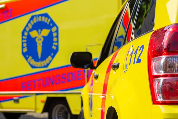 Peine Germany June 2019 German Ambulance Cars Daetz Rettungsdienst Stands — Stock Photo, Image