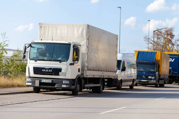 Norymberga Niemcy Sierpnia 2019 Man Truck Firmy Spedytora Stoi Ulicy — Zdjęcie stockowe