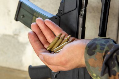 Askeri eğitim alanında silahlı Alman askeri