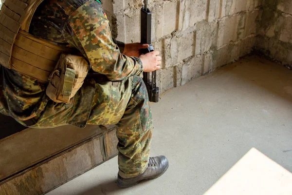 German soldier with a gun at military training area