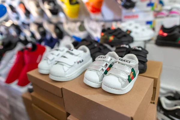 Antalya Turkey January 2020 Shoes Various Brands Stands Shoe Market — Stock Photo, Image