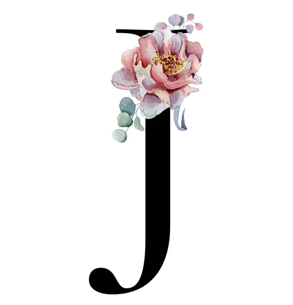 Floral watercolor alphabet. Monogram initial letter K design with hand  drawn peony flower Stock Illustration by ©nereia #182775826