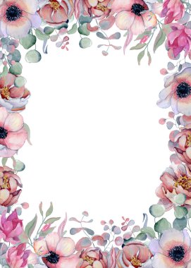 Suluboya çiçek düzenlemeleri çizilen illüstrasyon el