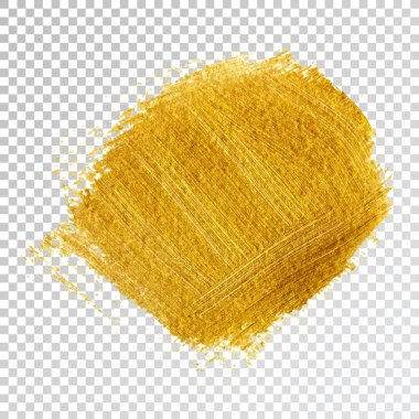 Altın boya kontur leke, fırça darbesi beyaz zemin üzerine sürün. Soyut altın ışıltılı doku. Yüksek kaliteli vektör çizim takip