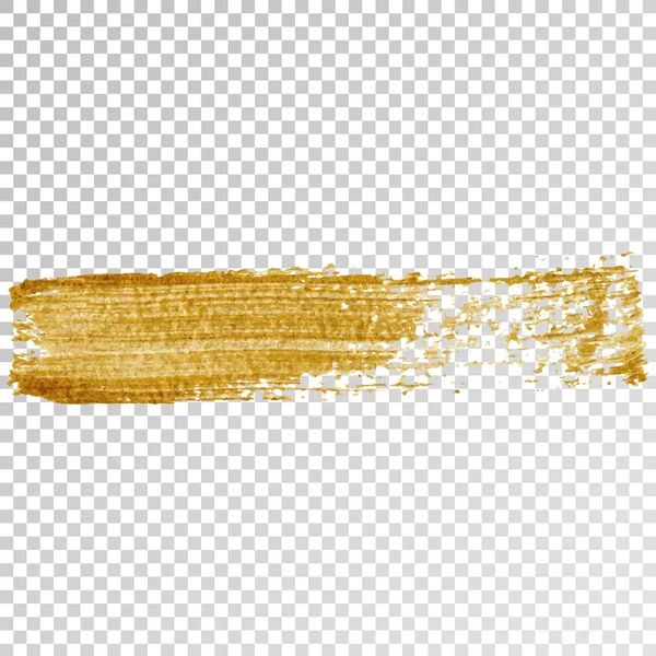Vernice oro macchia macchia colpo striscio, pennellata su sfondo bianco. Astratto oro texture scintillante. Illustrazione vettoriale tracciata di alta qualità — Vettoriale Stock