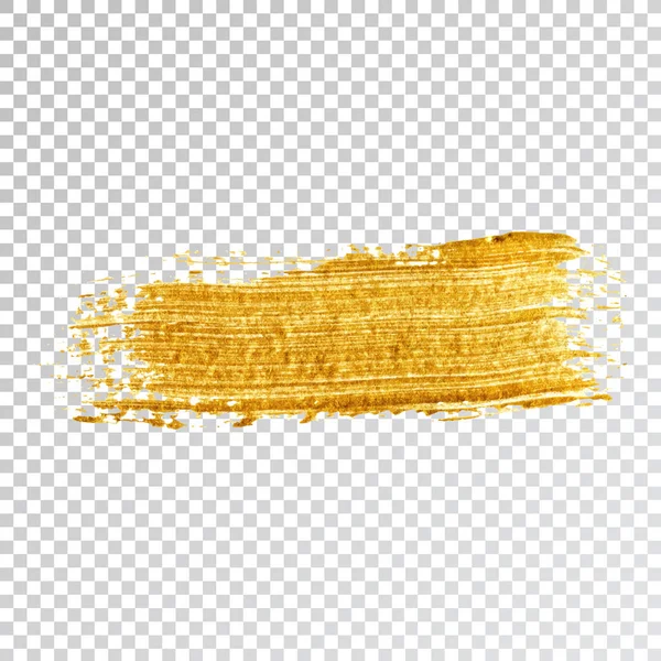 Mancha de manchas de pintura dorada, pincelada sobre fondo blanco. Textura resplandeciente de oro abstracto. Ilustración vectorial trazada de alta calidad — Archivo Imágenes Vectoriales