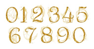 Altın geometrik şekil kristal altın kümesi sayısı. Diğer kavram fikirleri dekorasyon koleksiyonu düğün için davet ediyor.