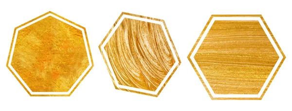 Guld set med geometriska polygonal, art deco-stil för bröllopsinbjudan, lyx mallar, dekorativa mönster. Moderna abstrakta element — Stock vektor